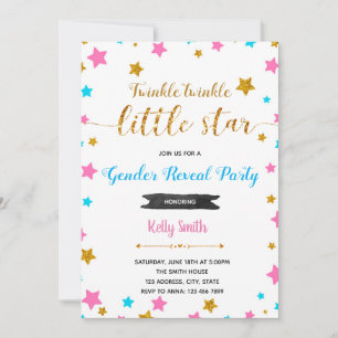 Twinkle gender reveal party invitation