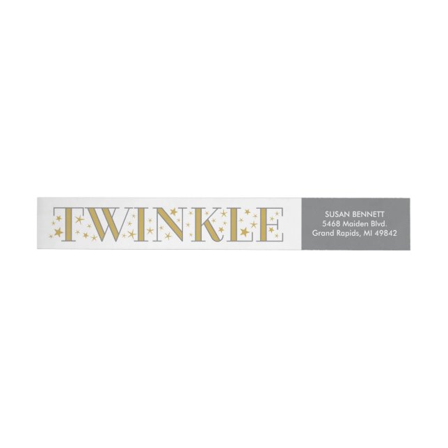 Twinkle Gold Star Baby Shower Return Address Label (Individual)