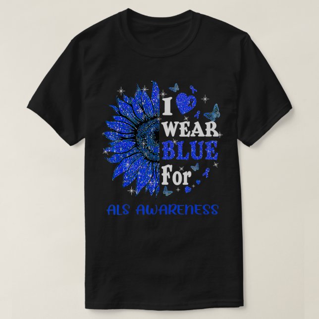 Twinkle Heart Sunflower Als Awareness T-Shirt (Design Front)