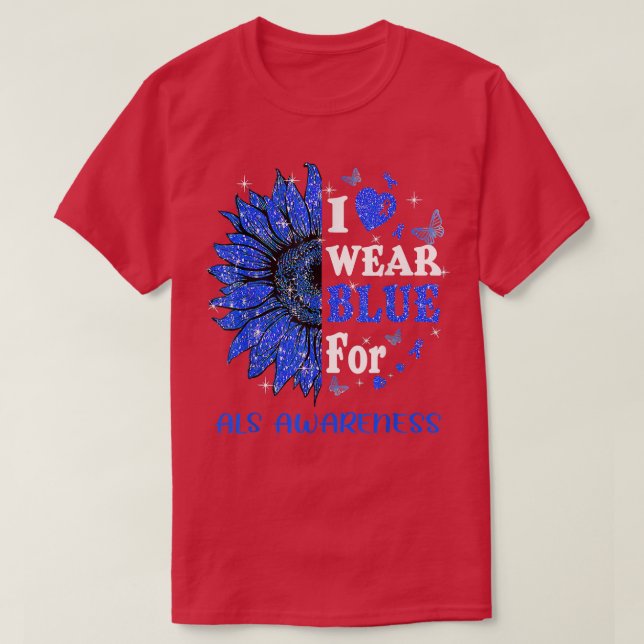 Twinkle Heart Sunflower Als Awareness T-Shirt Copy (Design Front)