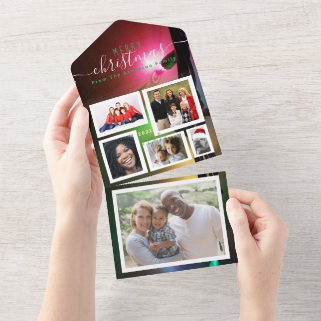 Twinkle light add your photos holiday card (Tearaway)