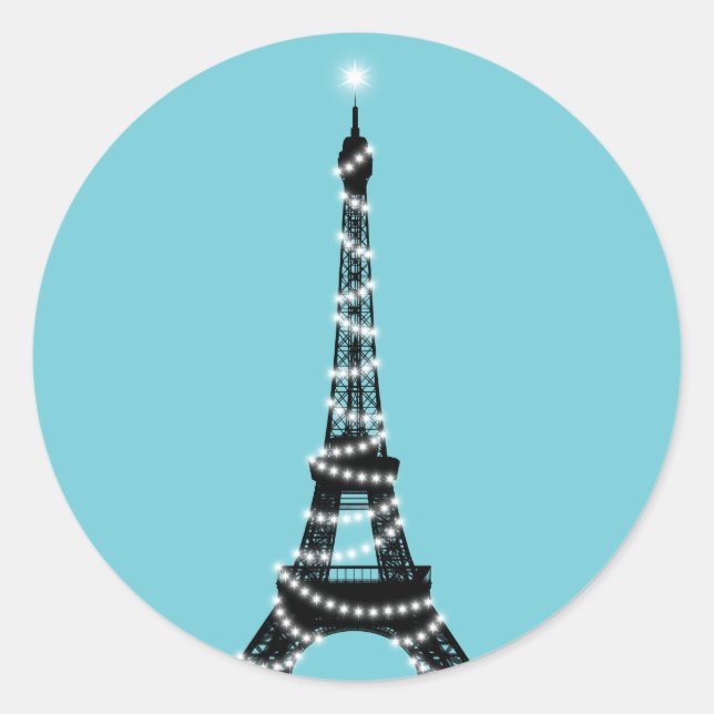 Twinkle Light Eiffel Tower Sticker - turquoise (Front)