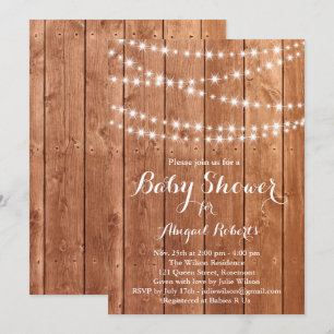 Twinkle Lights Baby Shower Invitation - oak