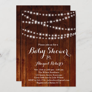 Twinkle Lights Baby Shower Invitation - wood