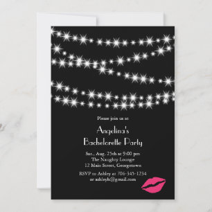 Twinkle Lights Bachelorette Party (black) Invitation
