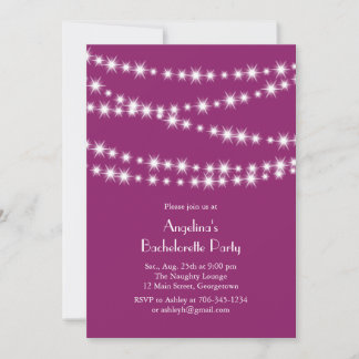 Twinkle Lights Bachelorette Party magenta Invitation