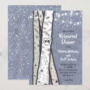 Twinkle lights Birch Tree Rehearsal Dinner Invites