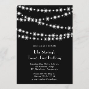 Twinkle Lights Birthday Invitation (black)