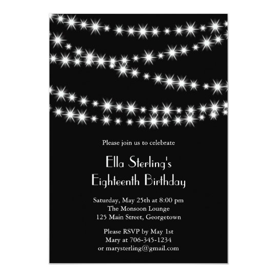 Twinkle Lights Birthday Invitation (black)