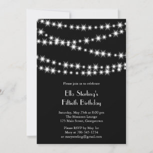 Twinkle Lights Birthday Invitation (black)