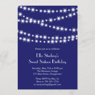 Twinkle Lights Birthday Invitation (indigo)