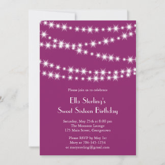 Twinkle Lights Birthday Invitation (magenta)