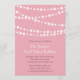 Twinkle Lights Birthday Invitation (pink)