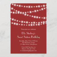 Twinkle Lights Birthday Invitation (red)