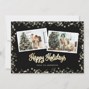 Twinkle Lights Black 2 Photo Holiday Card