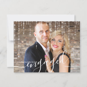 Twinkle Lights Engaged Christmas Photo Holiday Card