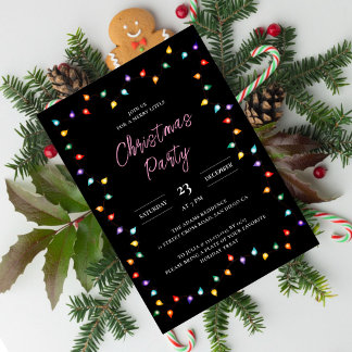 Twinkle Lights Family Photo X Mas Christmas Party Invitation