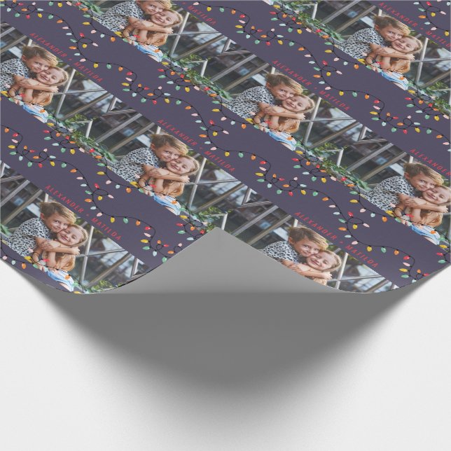Twinkle lights fun bright photo Holiday Wrapping Paper (Corner)