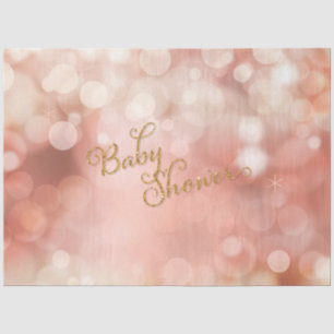 Twinkle Lights Gold Glitter Pink Baby Girl Shower Tissue Paper