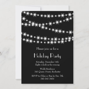 Twinkle Lights Holiday Party (black) Invitation