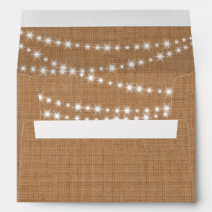 Twinkle Lights Invitation Envelope on burlap