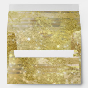 Twinkle Lights On Luxury Glam Gold Glitter Foil  Envelope