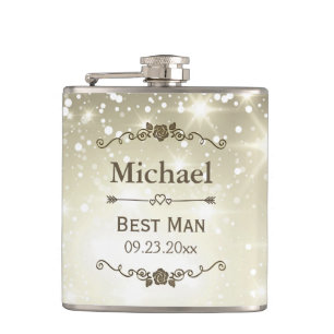 Twinkle Lights Outdoor Wedding Best Man Groomsman Hip Flask