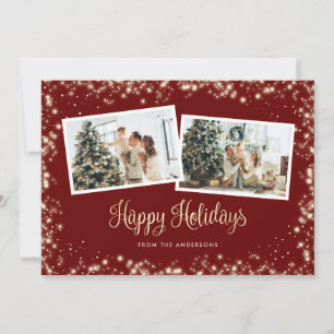 Twinkle Lights Red 2 Photo Holiday Card