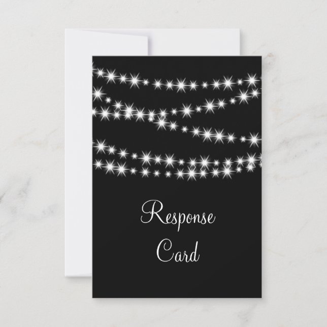 Twinkle Lights RSVP (black) Card (Front)