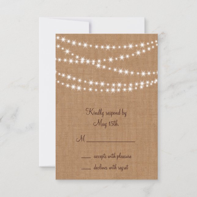 Twinkle Lights RSVP on Burlap (Front)