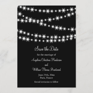 Twinkle Lights Save the Date (black)