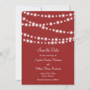 Twinkle Lights Save the Date (red)