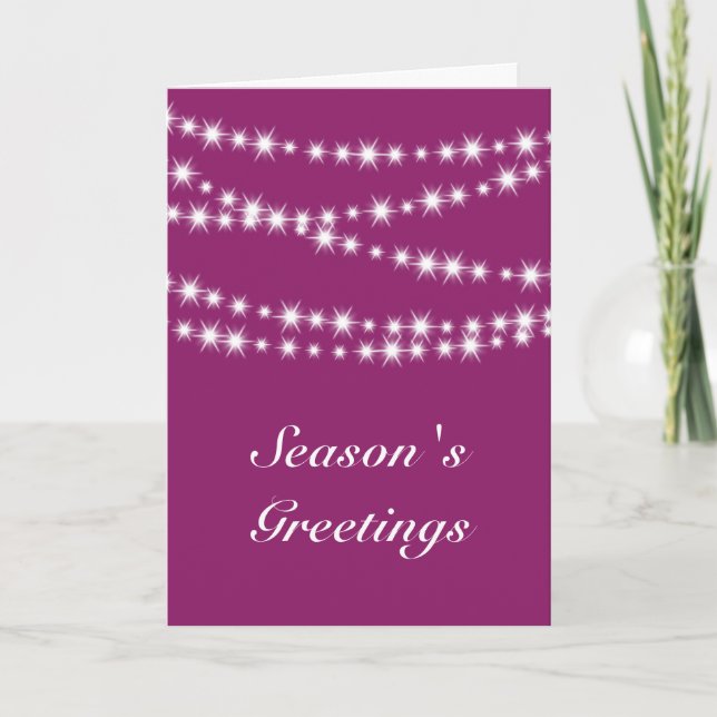 Twinkle Lights Season's Greetings (magenta) Holiday Card (Front)