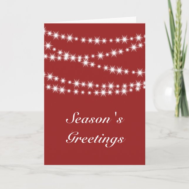 Twinkle Lights Season's Greetings (red) Holiday Card (Front)
