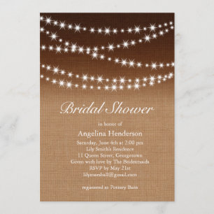 Twinkle Lights Shower Invitation on Shaded Burlap