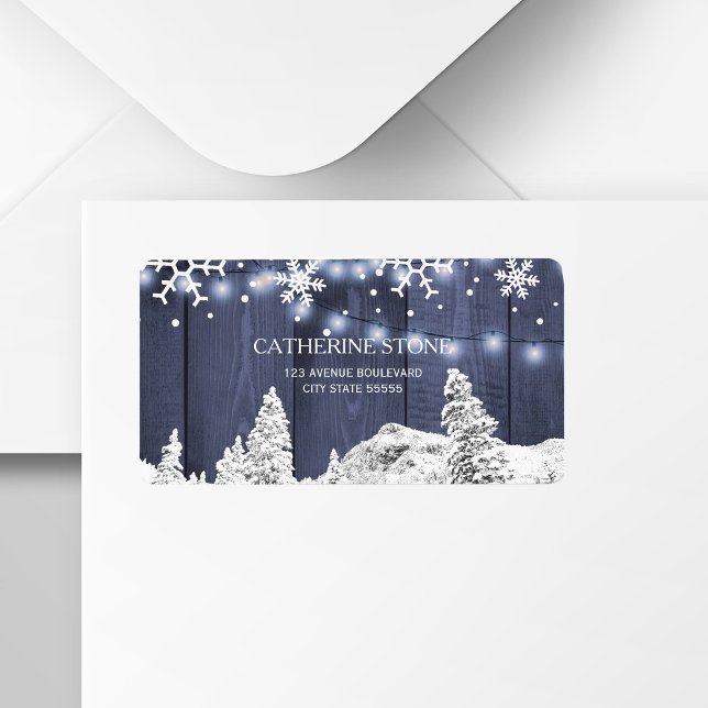 Twinkle lights snowflakes barn wood rustic winter label (Creator Uploaded)