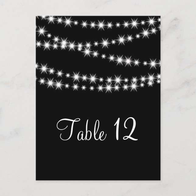 Twinkle Lights Table Number (black) Postcard (Front)