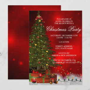 Twinkle Lights Tree Festive Christmas Party Invite