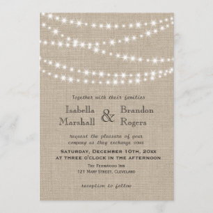 Twinkle Lights Typography Wedding Invitation