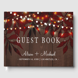 Twinkle lights wedding rustic fall guest book