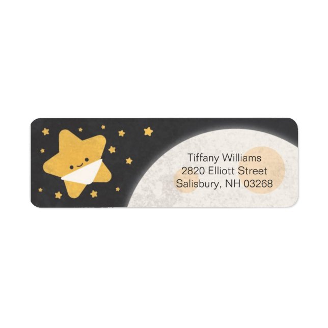 Twinkle Lil Star Baby Shower Return Address Labels (Front)