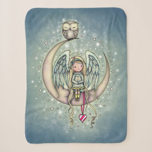 Twinkle Little Angel and Owl Illustrated Art Sherpa Blanket