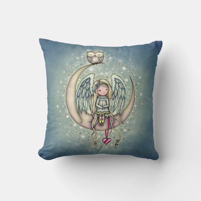 Twinkle Little Angel and Owl Illustration Cushion (Front)