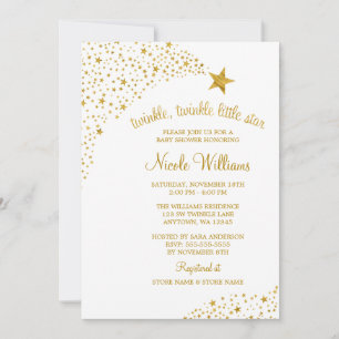 Twinkle Little Shooting Star Faux Gold Baby Shower Invitation