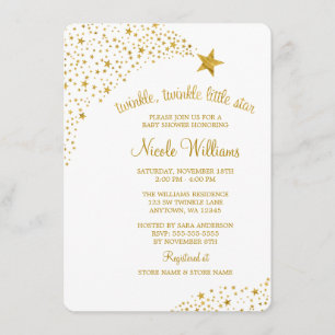 Twinkle Little Shooting Star Faux Gold Baby Shower Invitation