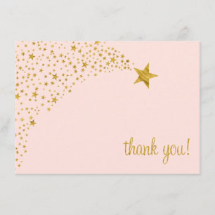 Twinkle Little Shooting Star Pink Gold Thank You Card