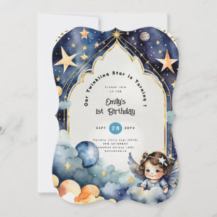 Twinkle Little Star 1st BIRTHDAY, BABY SHOWER Girl Invitation