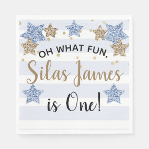Twinkle Little Star 1st Birthday Blue Gold Napkins