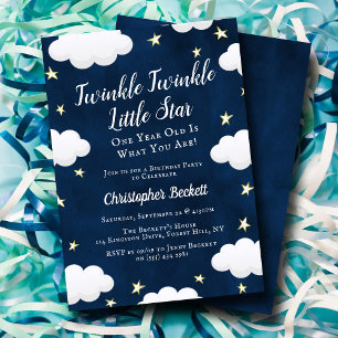 Twinkle Little Star 1st Birthday Invitation