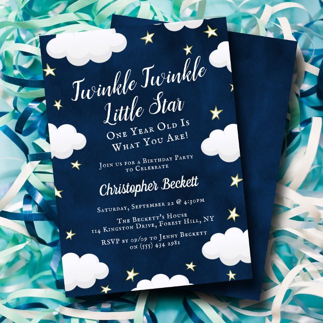Twinkle Little Star 1st Birthday Invitation (Creator Uploaded)